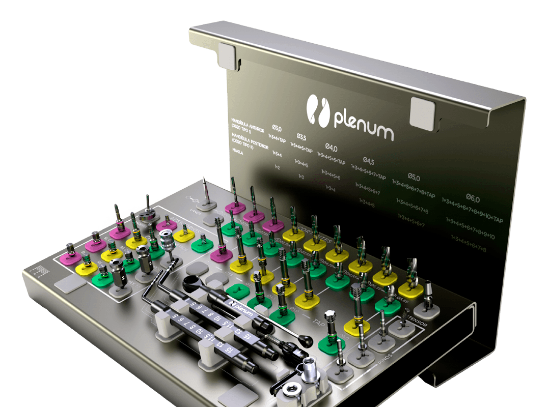 Visão oblíqua de uma caixa de instrumentais